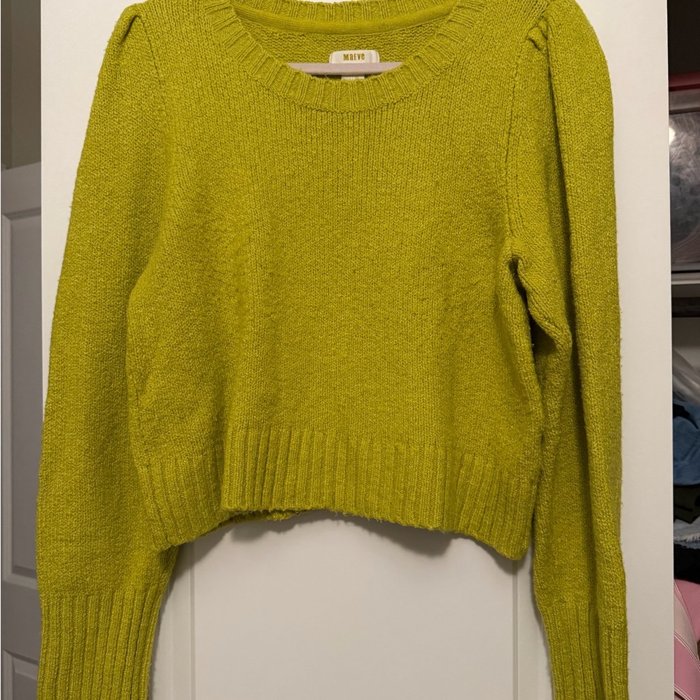 Anthropologie Chartreuse Crew Neck Sweater